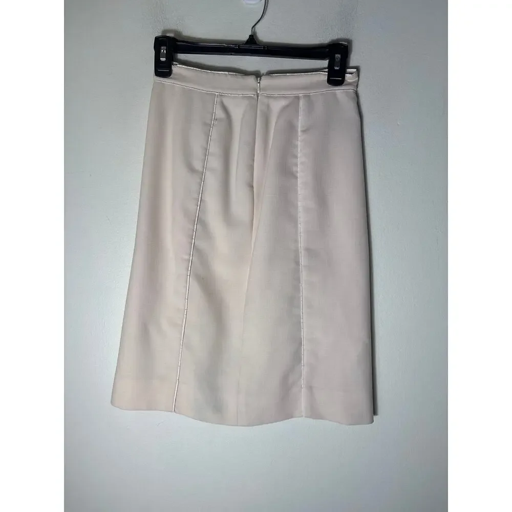 Tory Burch Off White Below the Knee Pencil Skirt Sz 0